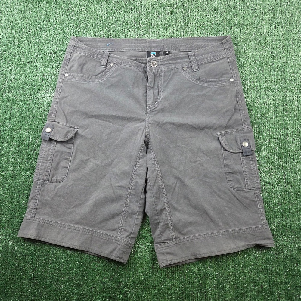 Kuhl Men Charcoal Gray Cargo Shorts Outdoor Hiking Size 14 35 Waist Multi Pocket